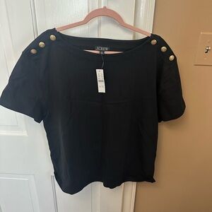 J. Crew Black Boxy Short Sleeve Blouse